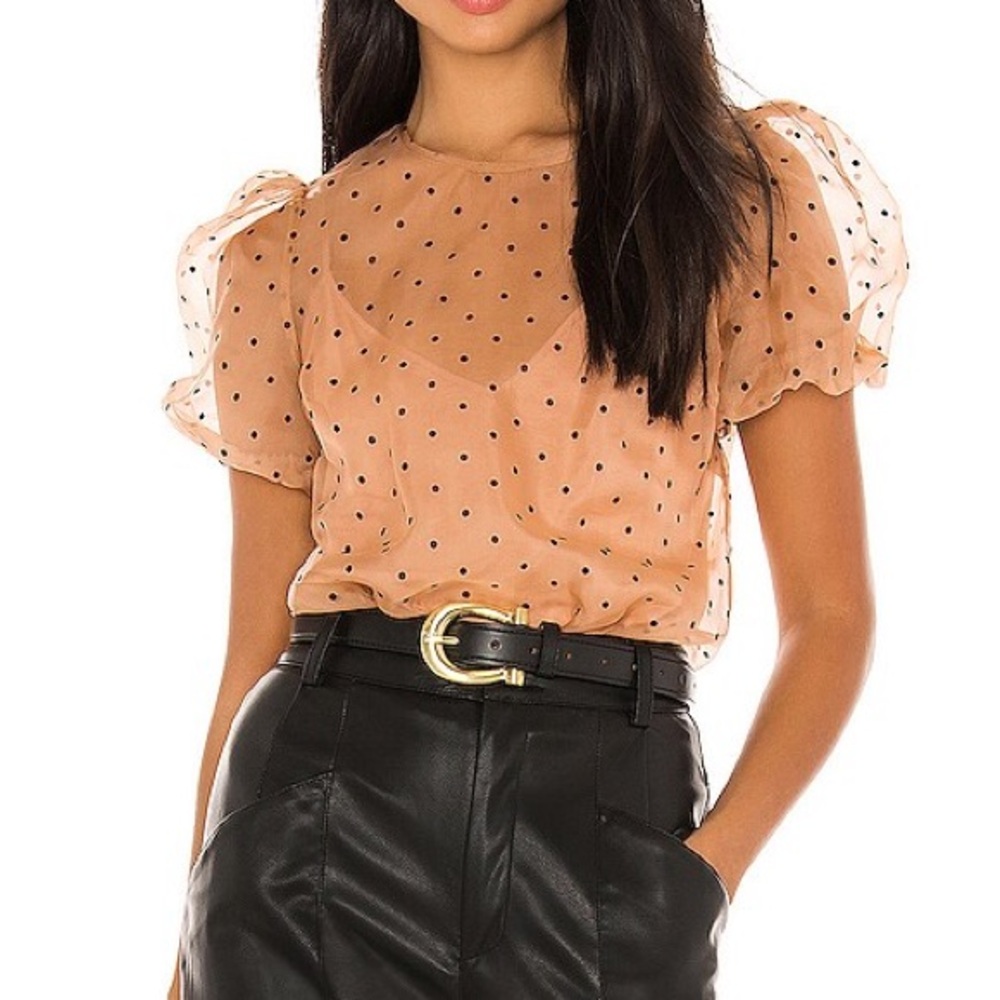 NWT Cami NYC Bethany Polka Dot Puff Sleeve Bodysuit Size XS
